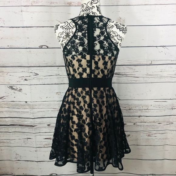 Milly Silk Lace Overlay Sweetheart Cocktail Party Dress Nude/Black 4 - Picture 3 of 10